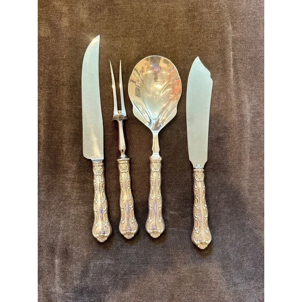Pompadour by Birks Sterling Silver Serving Utensils Lot of 4 No‎ Mono 335 grams